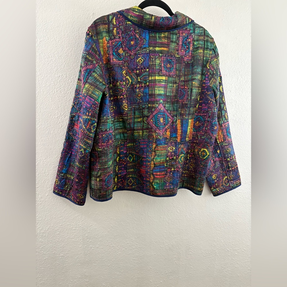 Chico's reversible quilted jacket multicolor geometric print reversible 3/XL - Picture 4 of 8